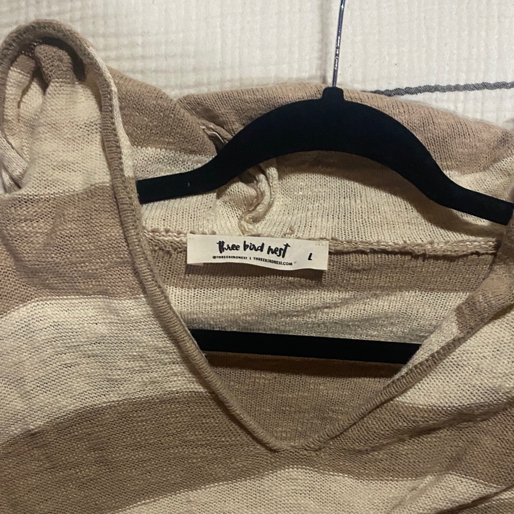Three Bird Nest Beige and Cream Knit Top